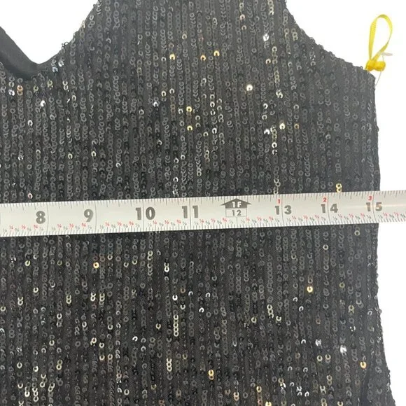 CeCe. Short black sequined dress for women. Size S. Made in China. - Picture 6 of 7